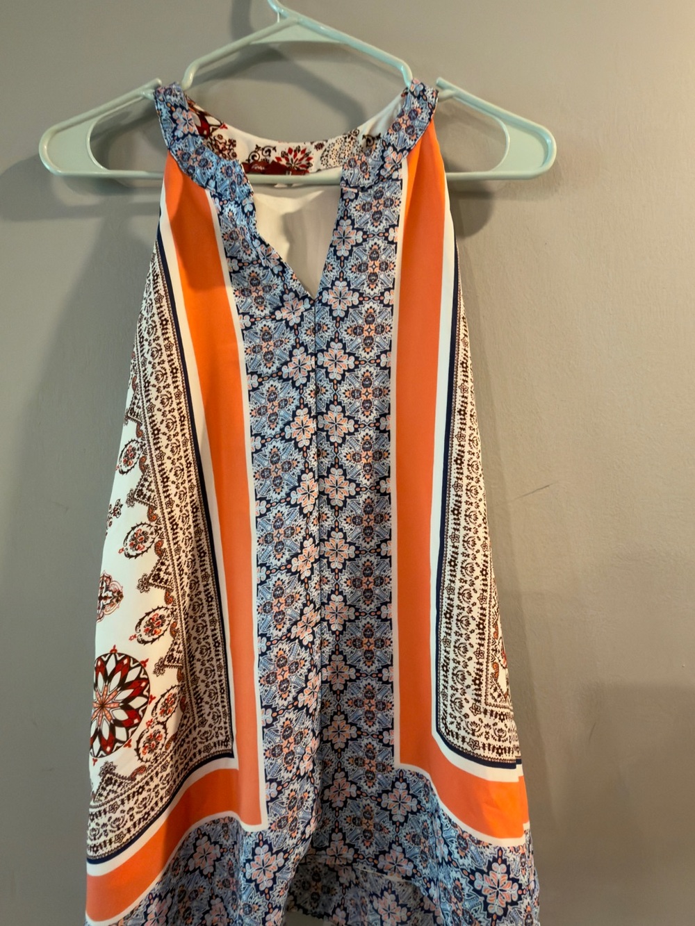 Forever 21 Orange and Blue Printed Halter Camisole